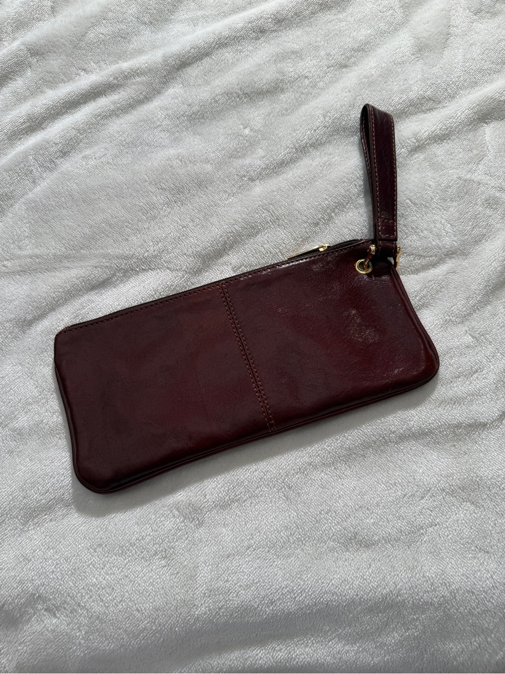 Vantaggio Genuine Leather Wristlet – Deep Burgundy – Minimalist Clutch